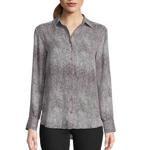 New BB Dakota Medium Born to be Wild Snake Print Silky Shirt Blouse Top Gray